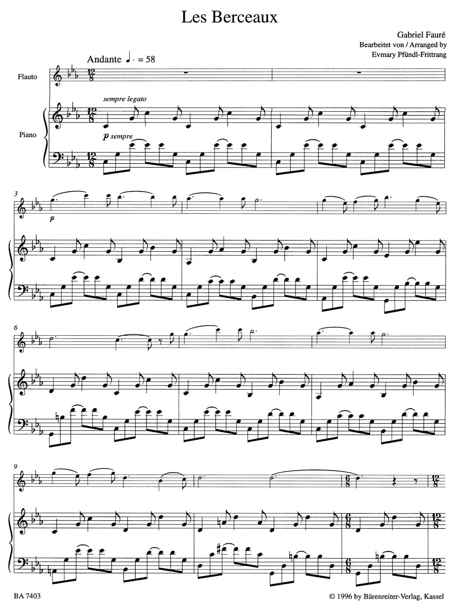 Faure 4 Mélodies for Flute and Piano