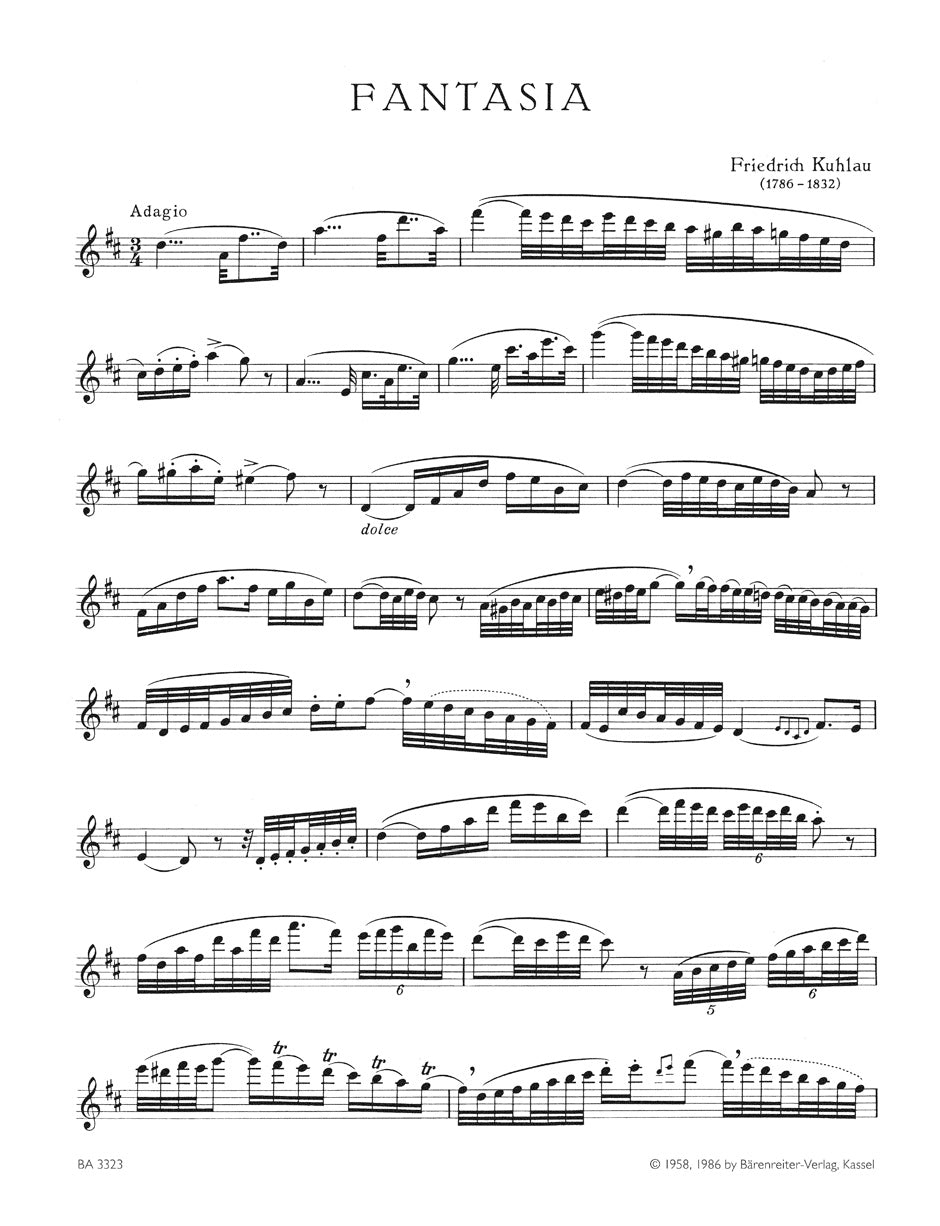 Kuhlau Fantasie for Flute solo D major
