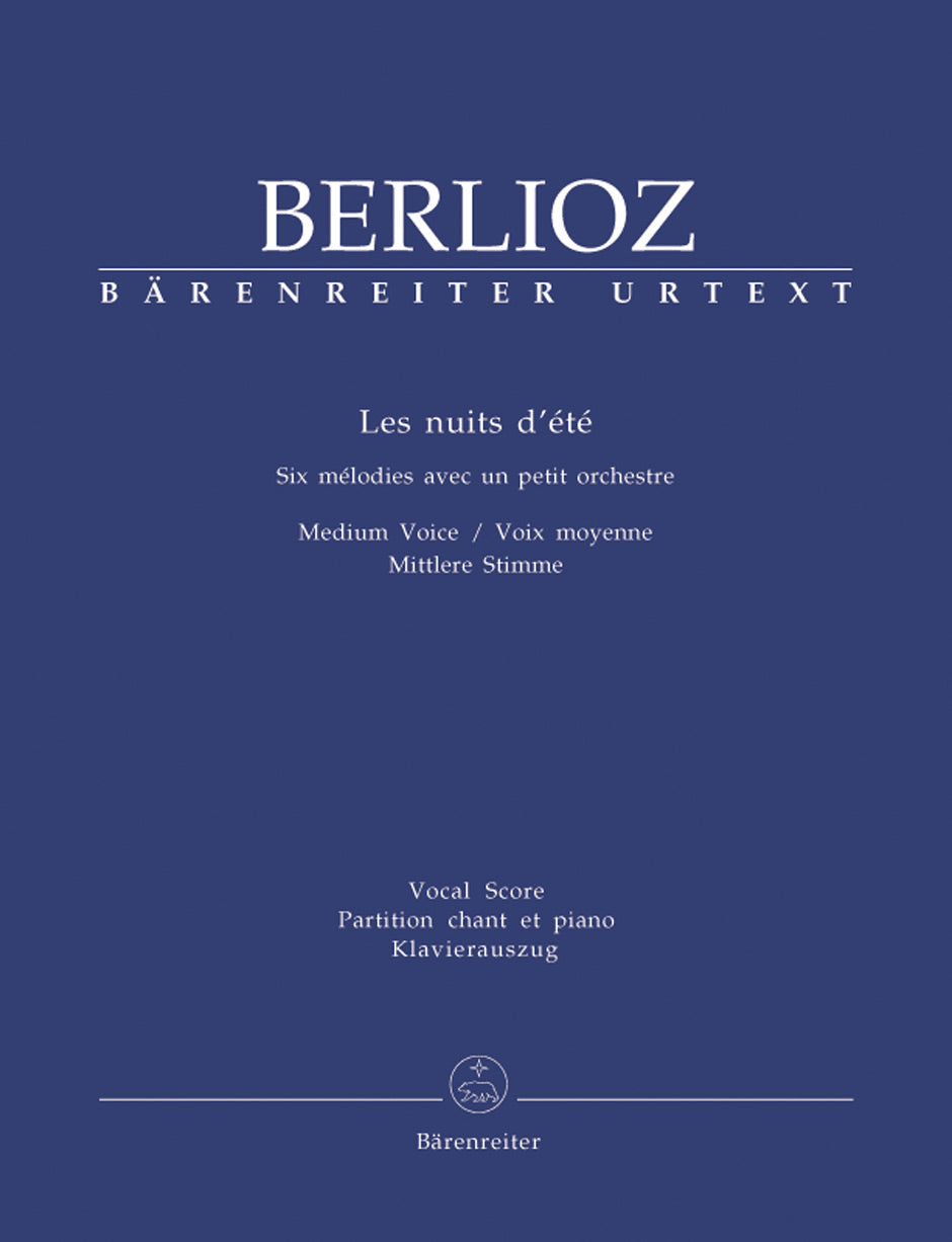 Berlioz Les nuits d'été for solo voice and Orchestra op. 7 Hol. 81B -Six Songs- (Version for medium voice)