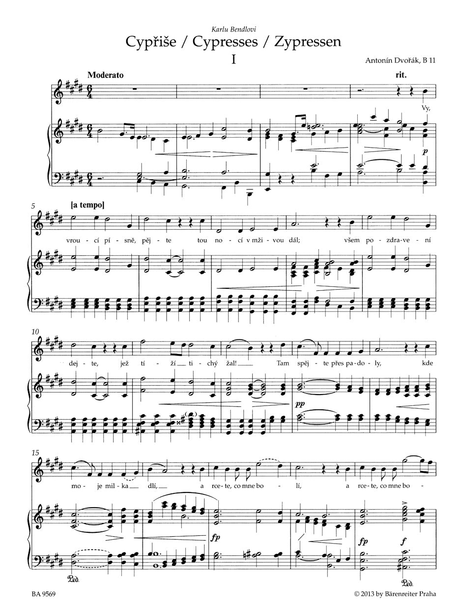 Dvorak Cyprise (Cypresses) for Tenor and Piano B 11