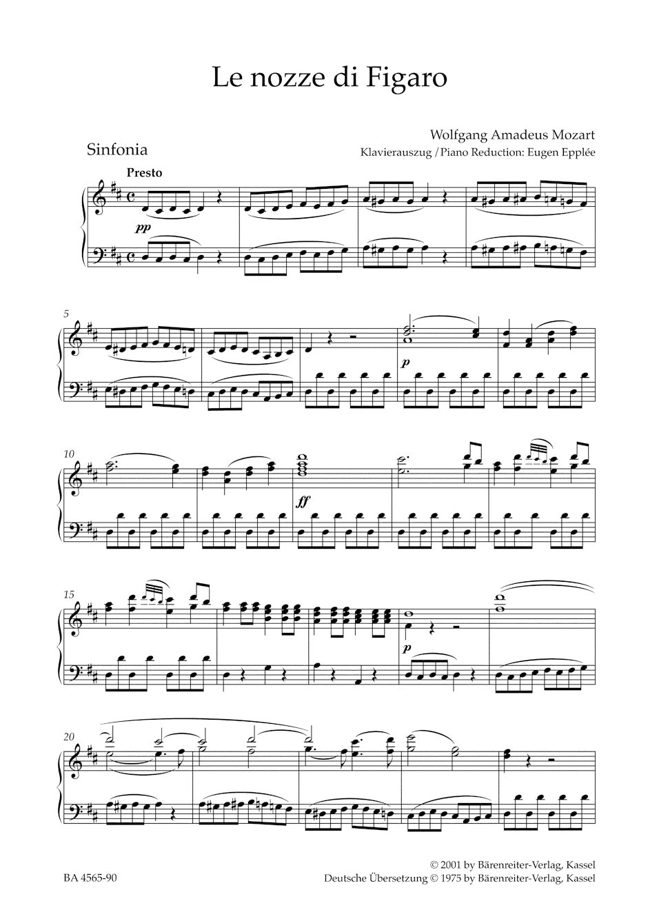 Mozart The Marriage of Figaro K 492 - softcover (Translation: Honolka)