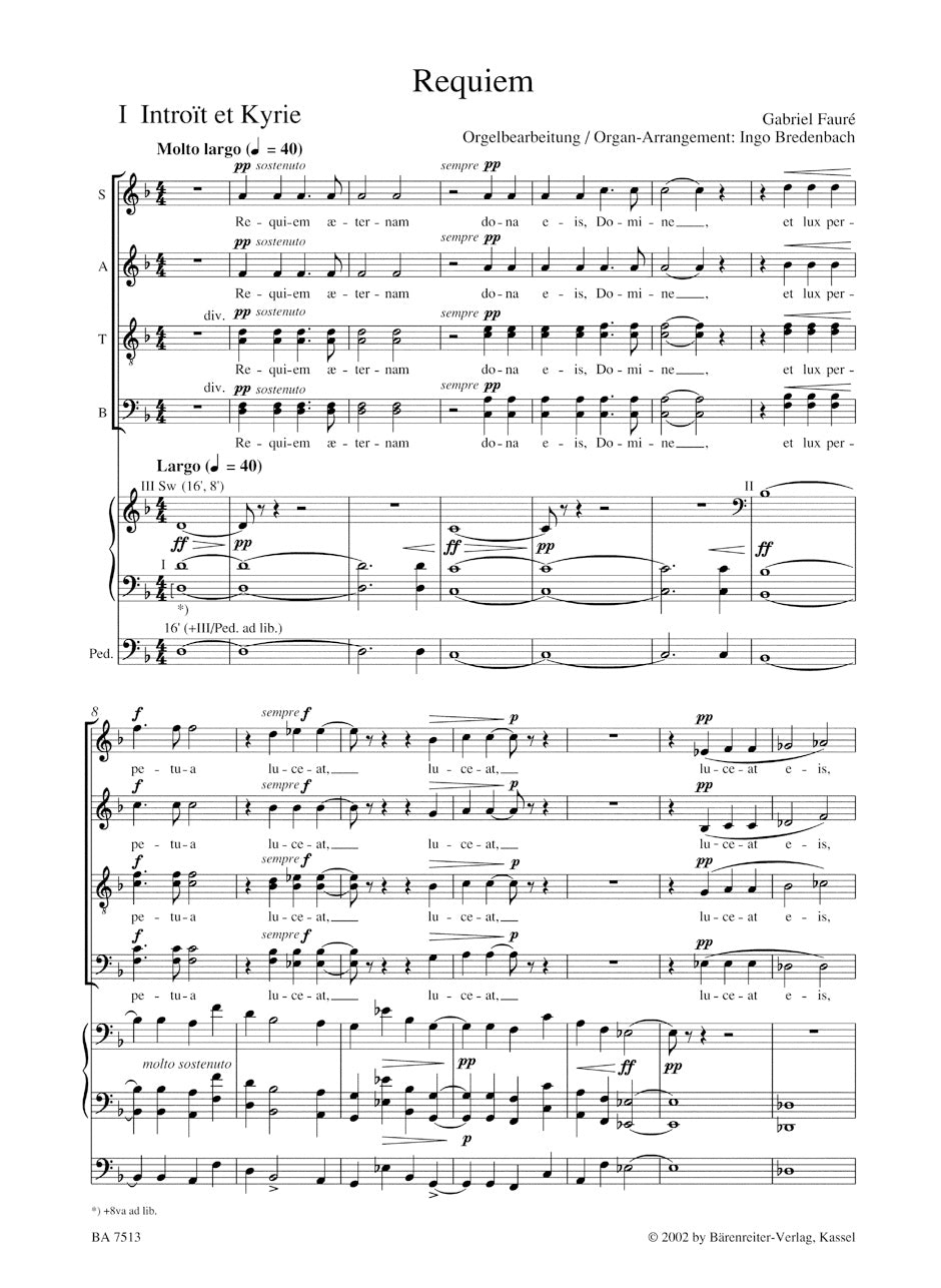 Faure Requiem op. 48 (Arranged for soloists, choir and organ)