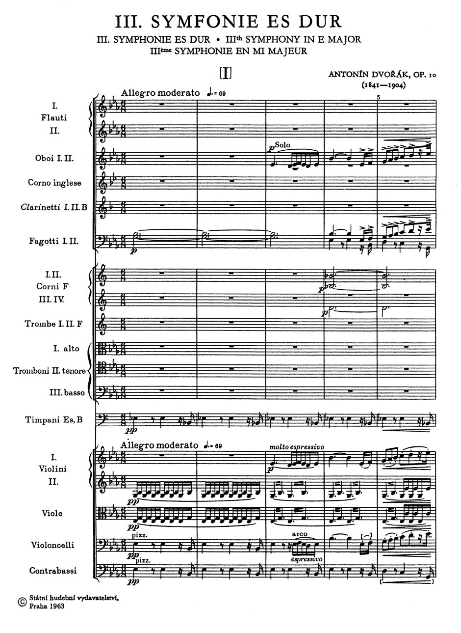 Dvořák: Symphonie Nr. 3 Es-Dur, op. 10 (Study Score)
