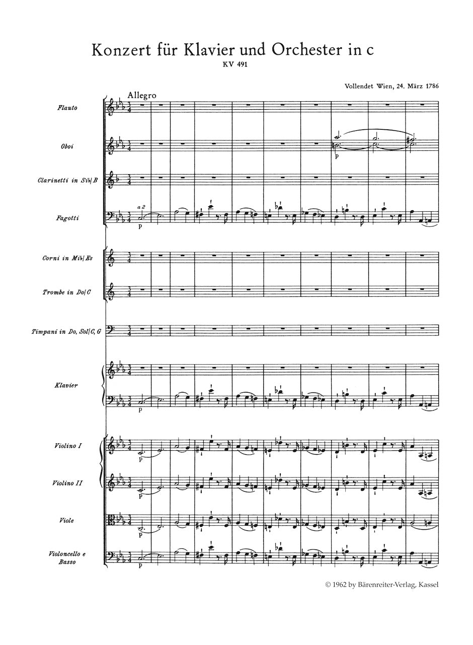 Mozart Concerto for Piano and Orchestra C minor K. 491