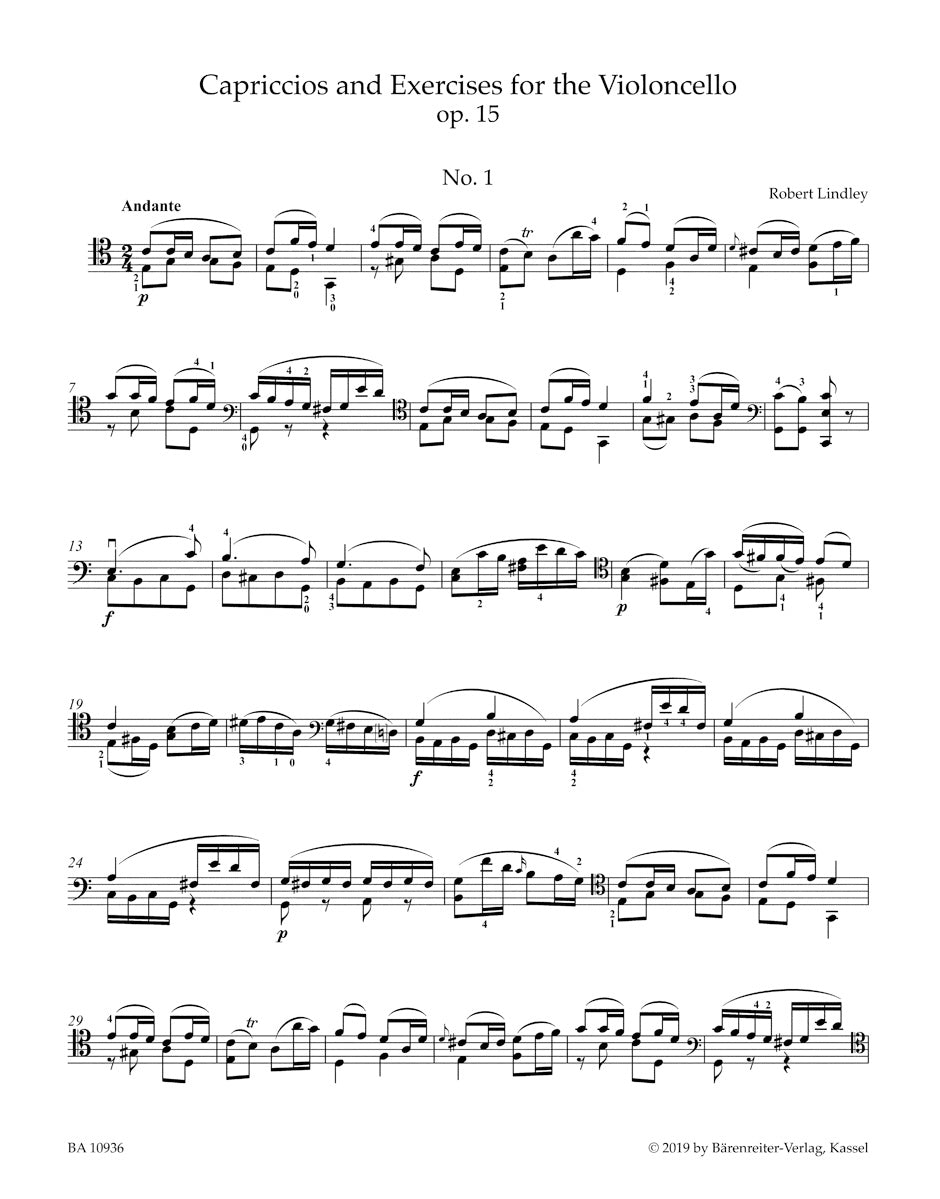 Lindley Capriccios and Exercises for the Violoncello op. 15