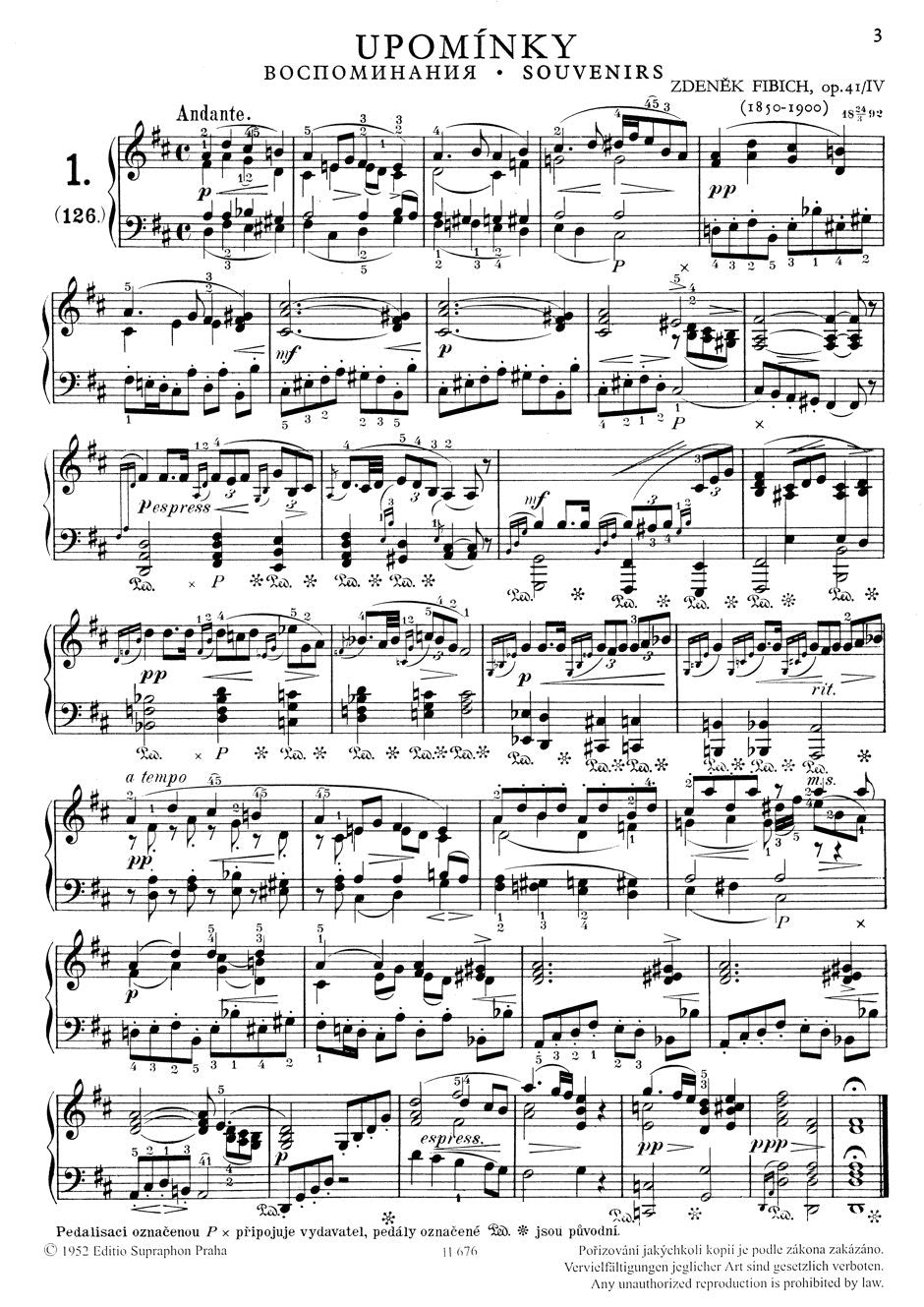 Fibich Stimmungen, Eindrucke und Erinnerungen op. 41 No. 4