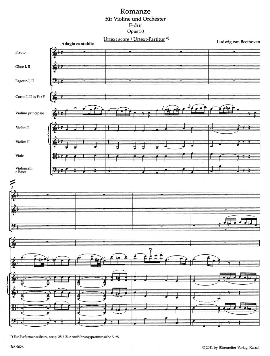 Beethoven Romances in F major and G major for Violin and Orchestra op. 50, 40