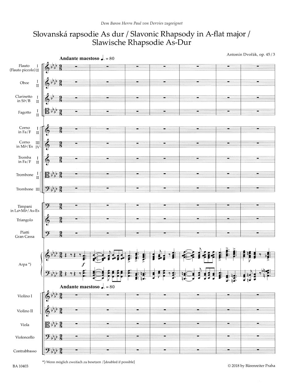 Dvorak Slavonic Rhapsody in A flat major op. 45 No. 3