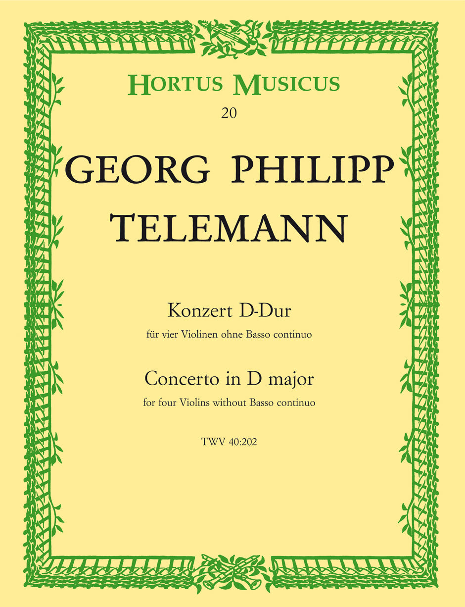 Telemann Concerto for Four Violins without Bc D major TWV 40:202