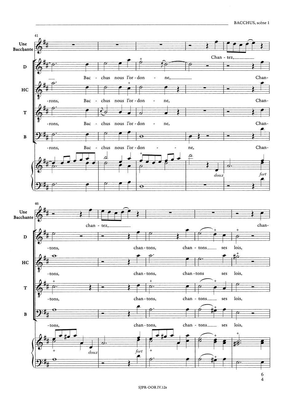 Rameau Le Temple de la Gloire - Vocal Score