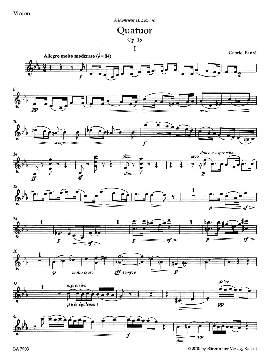 Faure Piano Quartet in c minor Opus 15 N 48