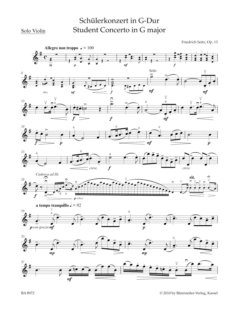 Seitz: Concerto in G major, op. 13