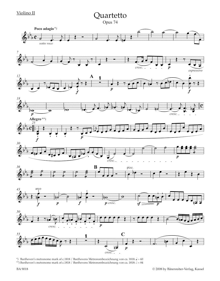 Beethoven String Quartets Opus 74 and Opus 95