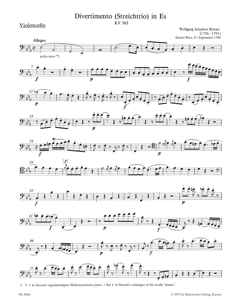 Mozart Divertimento in E flat major K 563