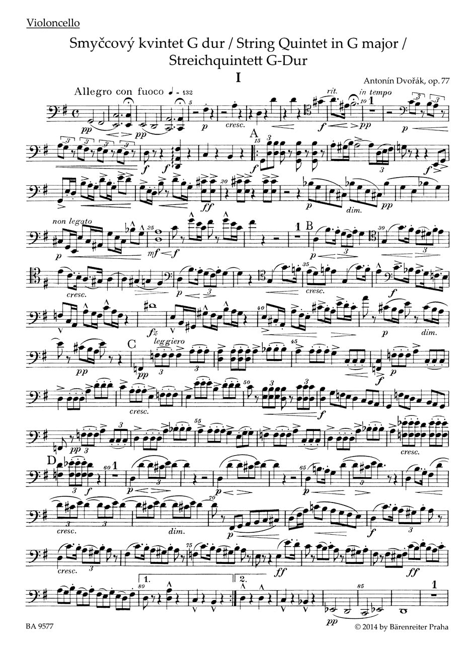 Dvorak String Quintet in G major Opus 77