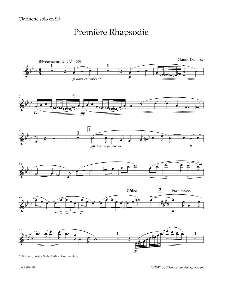 Debussy Première Rhapsodie for Clarinet in B-flat and Piano
