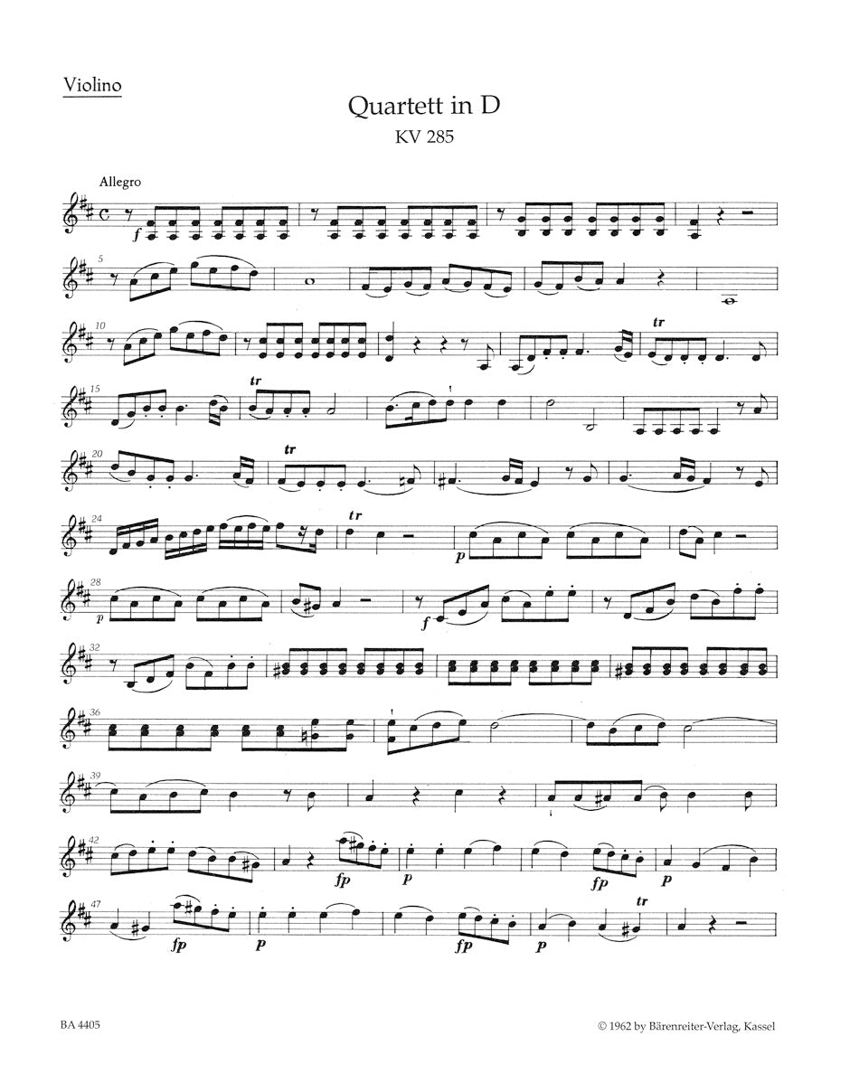 Mozart Quartets for Flute, Violin, Viola and Violoncello