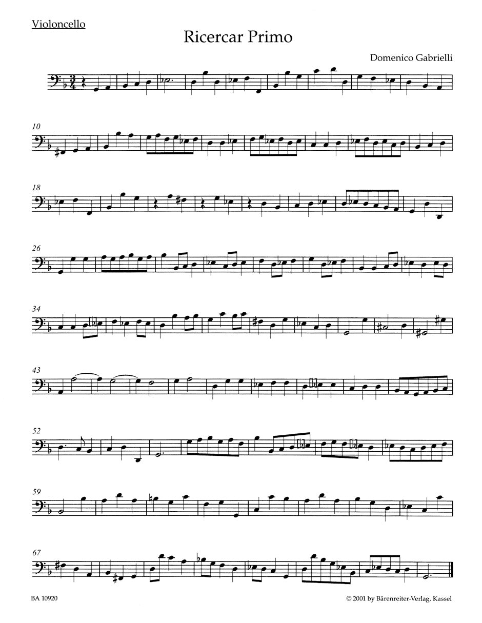 Gabrielli The Complete Works for Violoncello