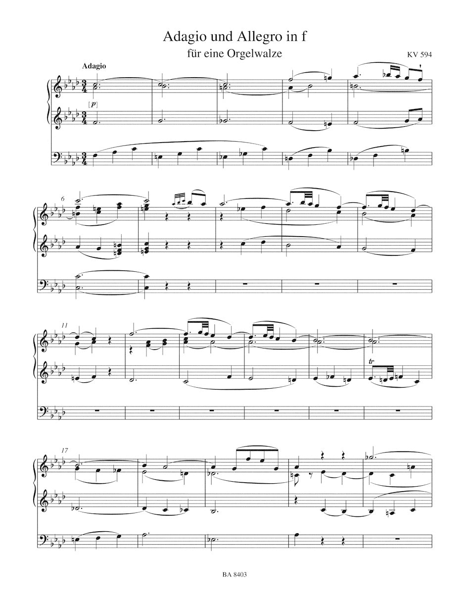 Mozart Organ Works