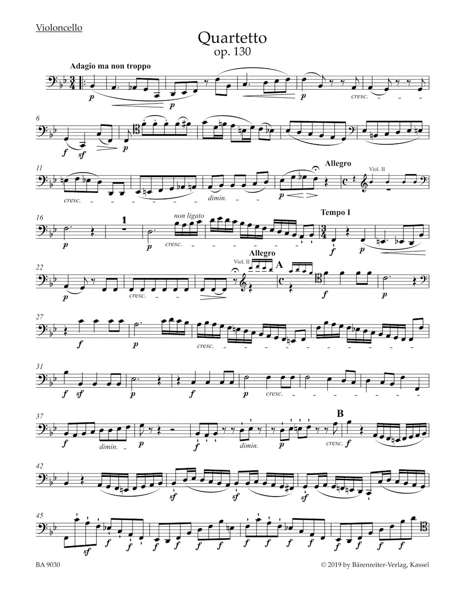 Beethoven String Quartet in B flat major Opus 130