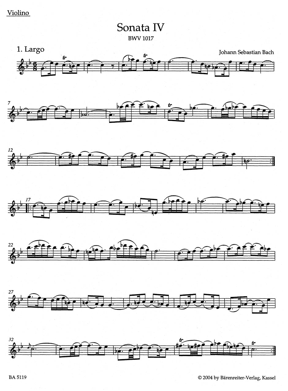 Bach Six Sonatas for Violin and Obbligato Harpsichord BWV 1017-1019 Volume 2