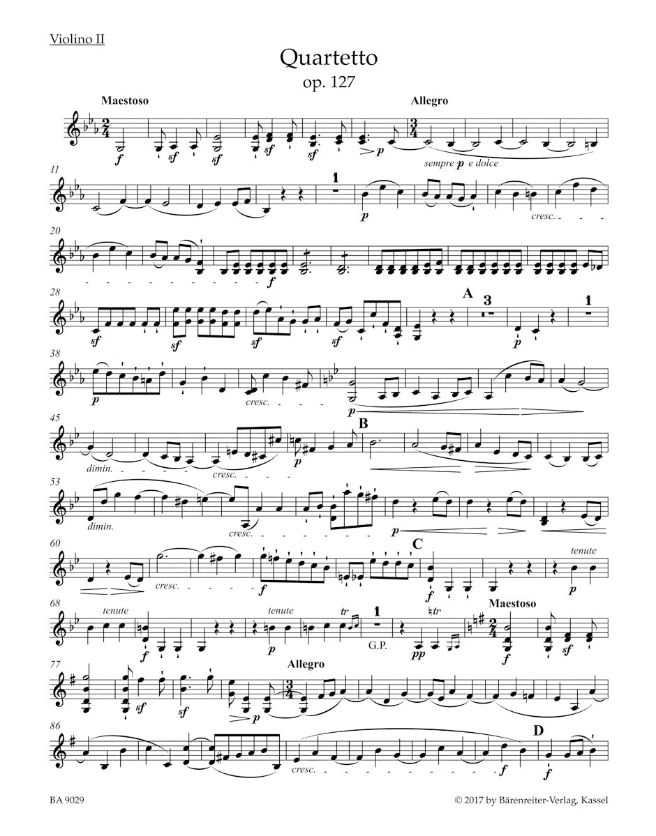 Beethoven String Quartet in E flat major Opus 127