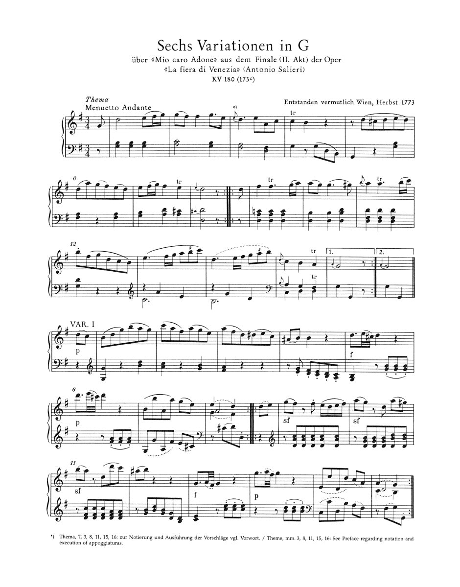 Mozart Variations for Piano