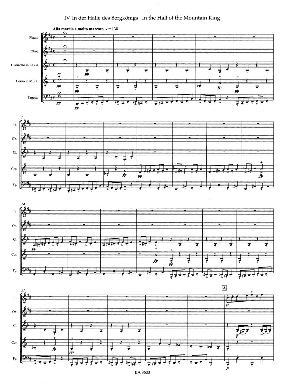 Grieg: Peer Gynt Suite Suite No 1 for Woodwind Quintet Opus 46