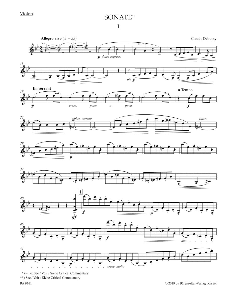 Debussy Works for Violin and Piano