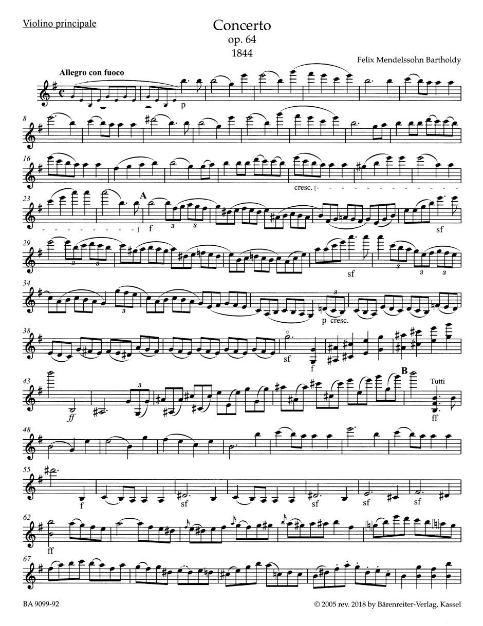 Mendelssohn Concerto for Violin and Orchestra E minor op. 64 (Early version)