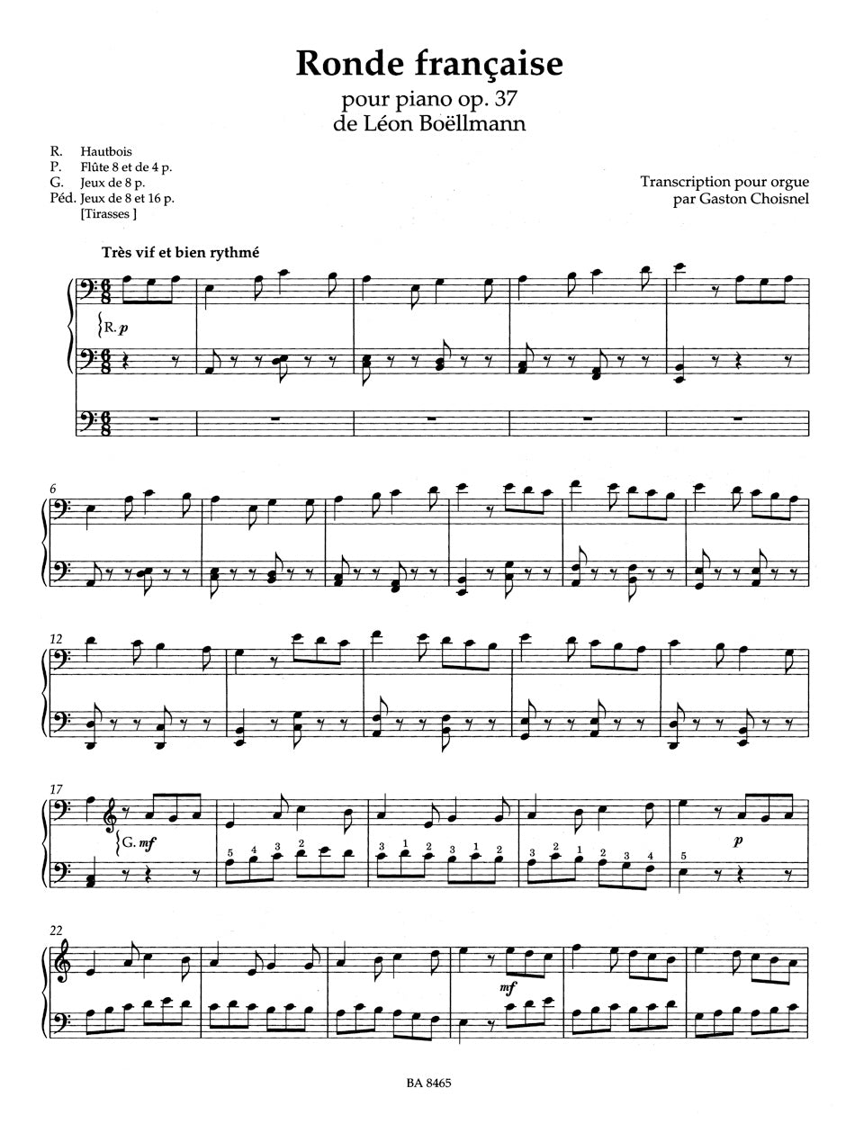 Boellmann Works arranged for Organ