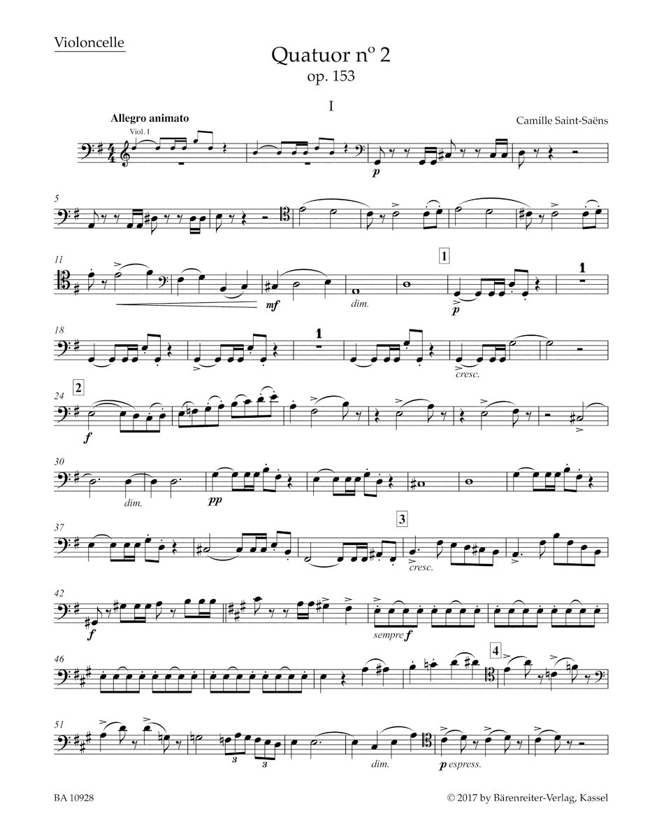 Saint-Saens String Quartet Nr. 2 G-Dur op. 153