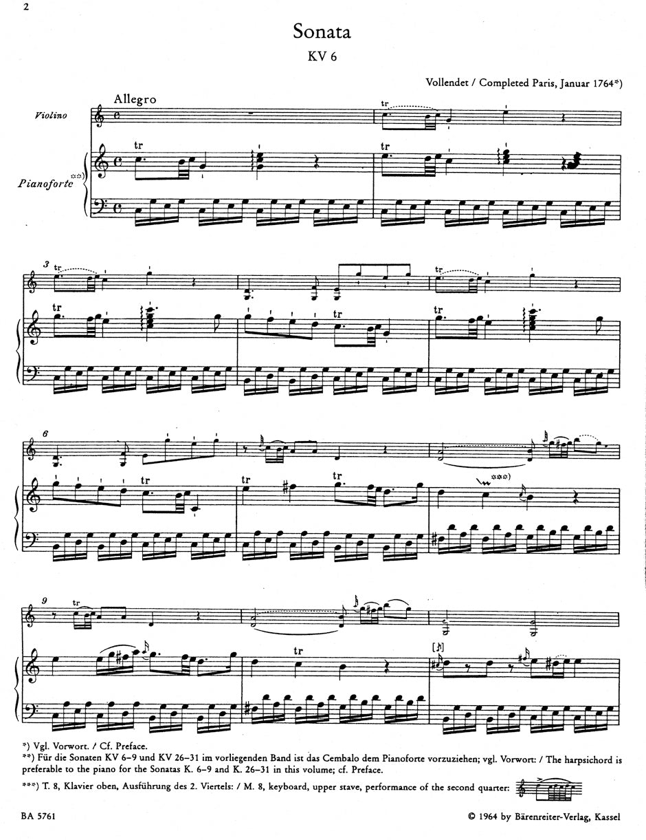 Mozart Complete Works for Violin and Piano, Volume 1 -Early Sonatas for Piano and Violin 1764-1779-