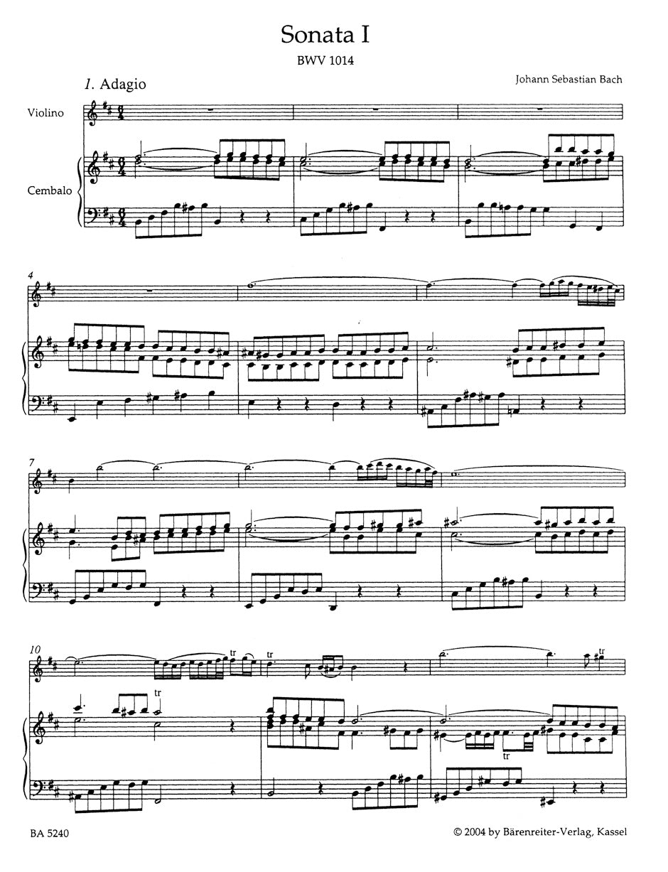 Bach Six Sonatas for Violin and Obbligato Harpsichord BWV 1014-1019