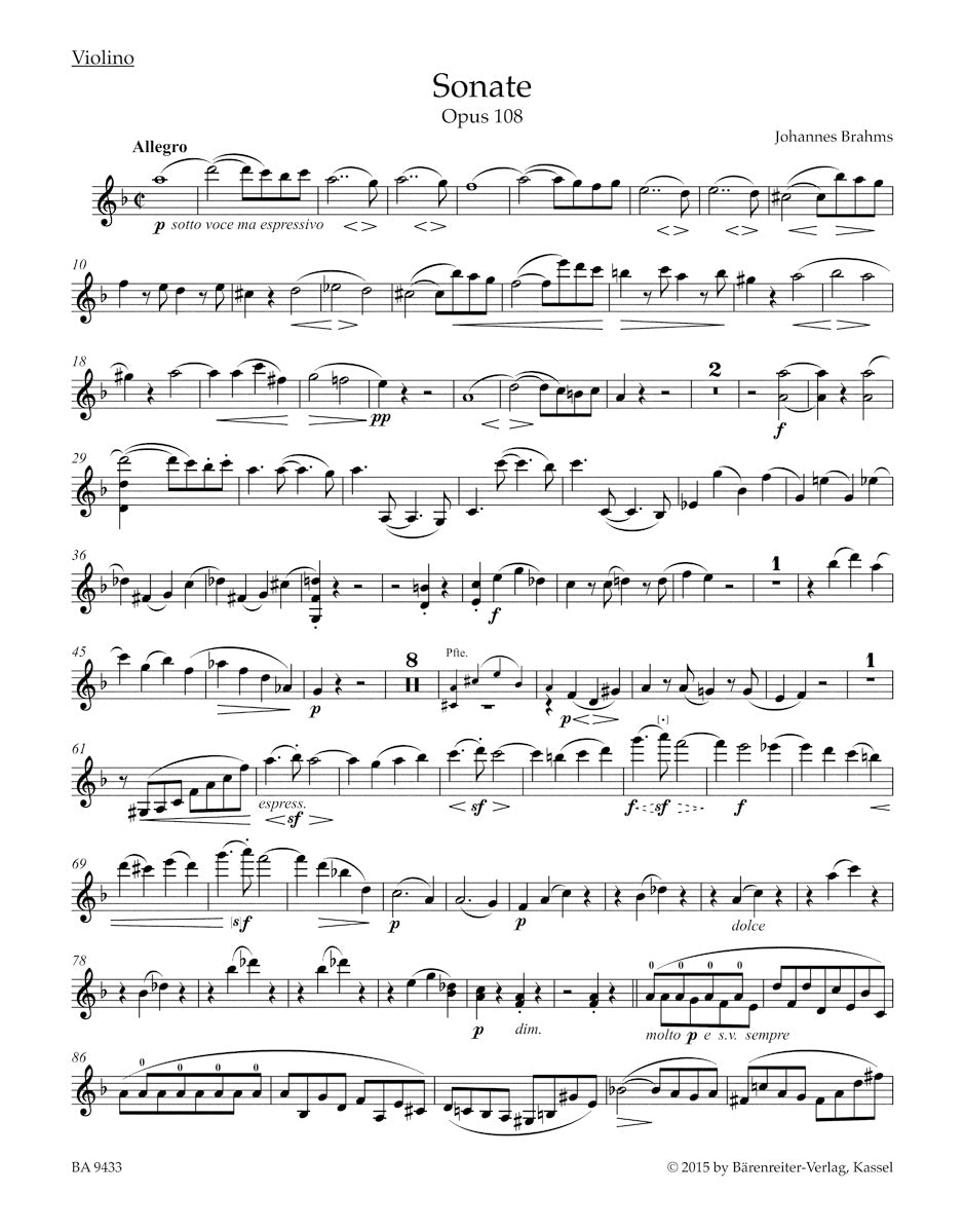 Brahms Sonata for Violin and Piano in D minor op. 108