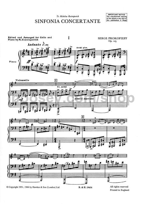 Prokofiev Sinfonia Concertante Op 125 Cello Piano Reduction