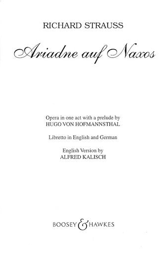 Strauss Ariadne auf Naxos, Op. 60 Vocal Score