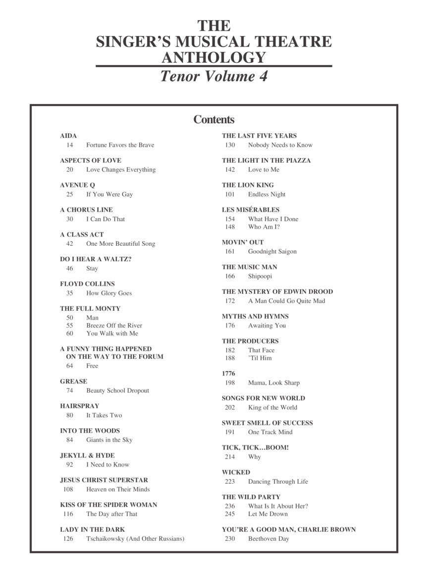 Singer's Musical Theatre Anthology Tenor Book Only Volume 4
