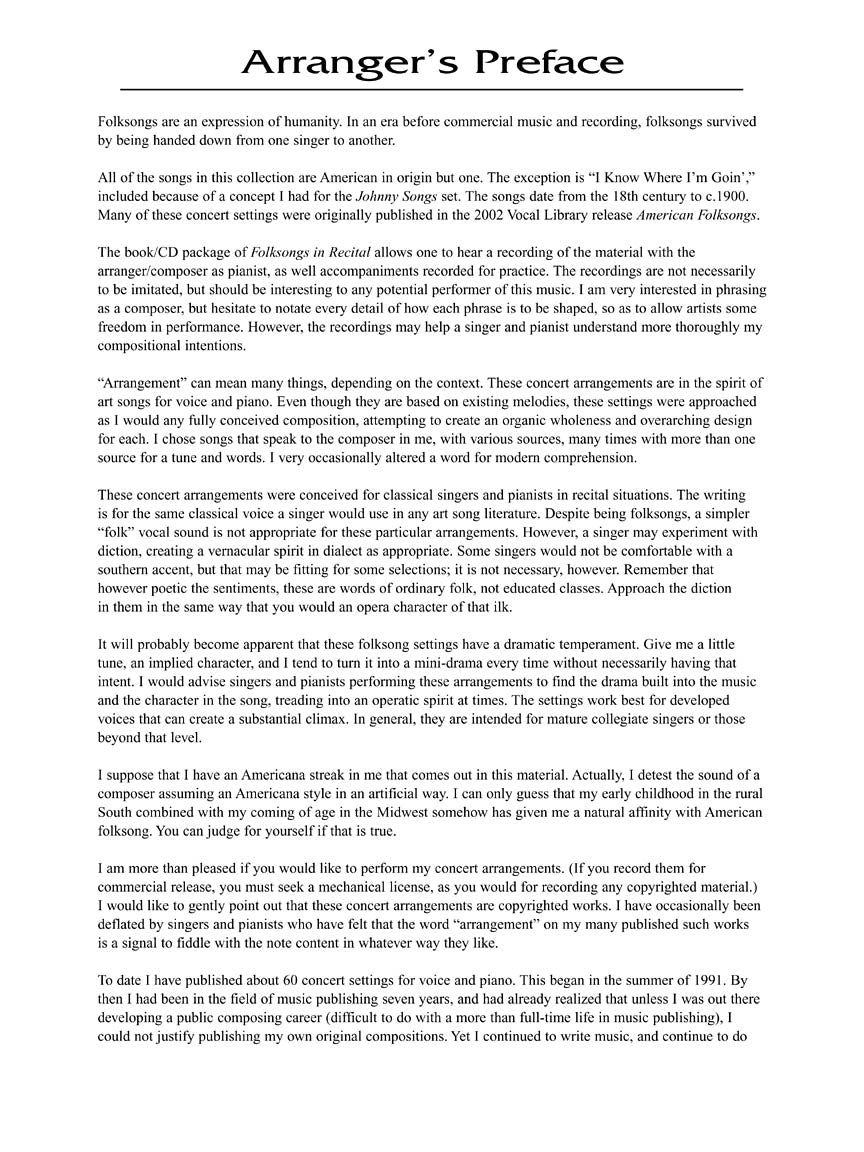 Folksongs in Recital - The Vocal Library