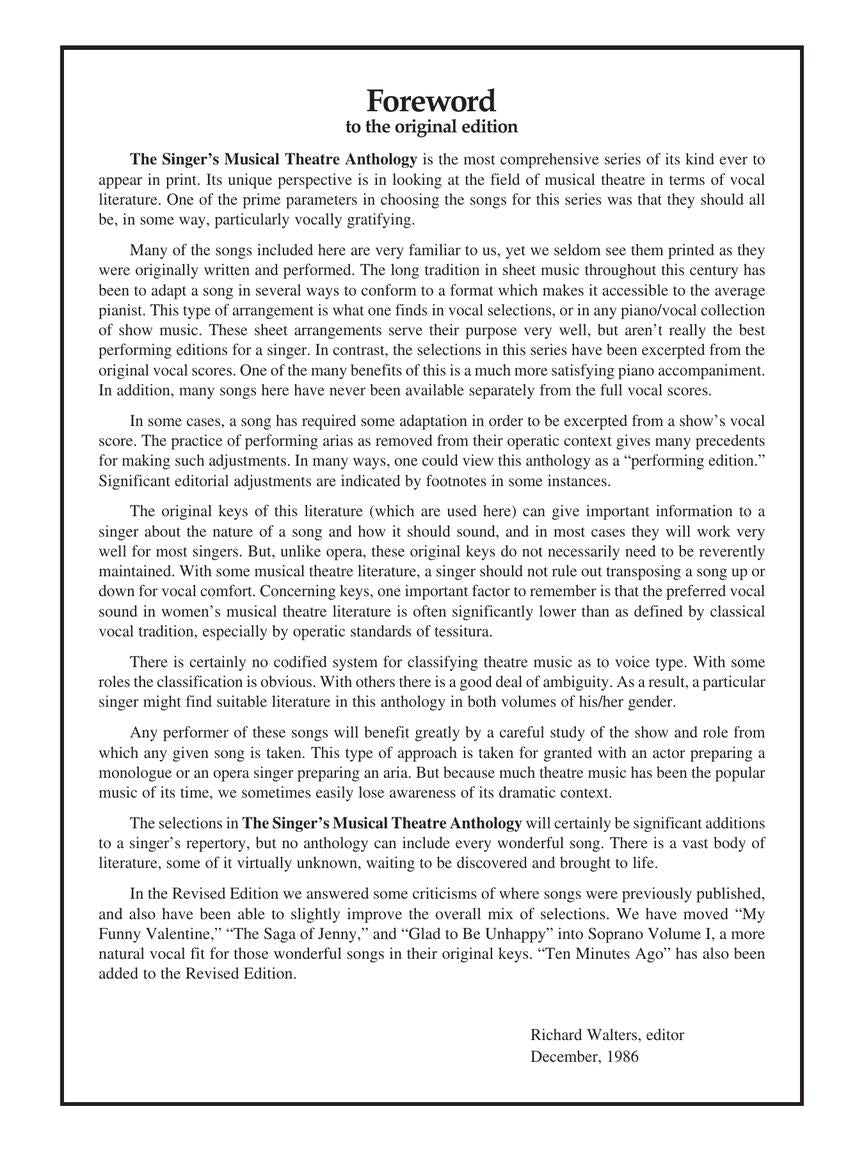 Singer's Musical Theatre Anthology Soprano Vol 1