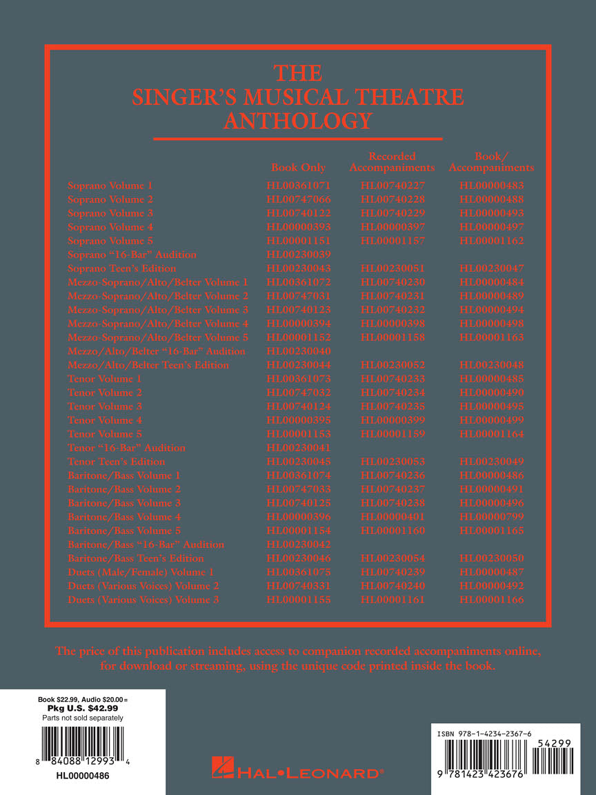 Singer's Musical Theatre Anthology - Baritone/Bass with Recorded Accompaniment Vol 1