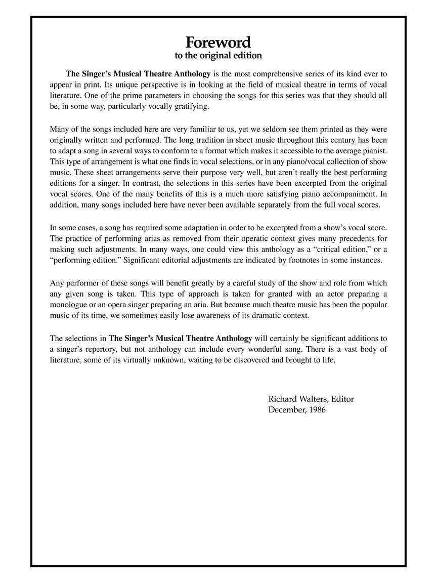 Singer's Musical Theatre Anthology