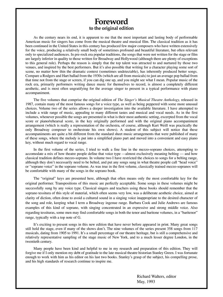 Singer's Musical Theatre Anthology