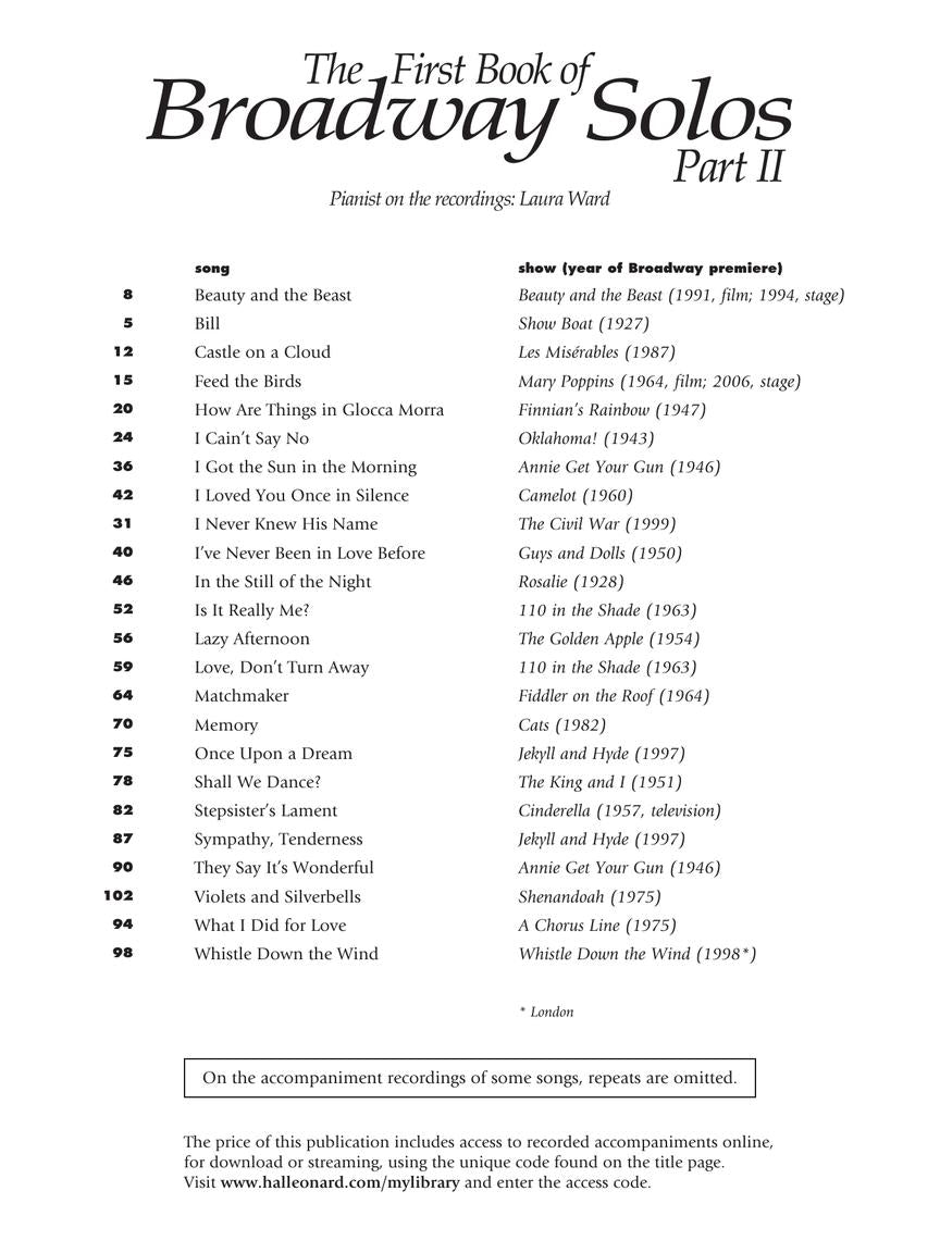 First Book of Broadway Solos Part II, The