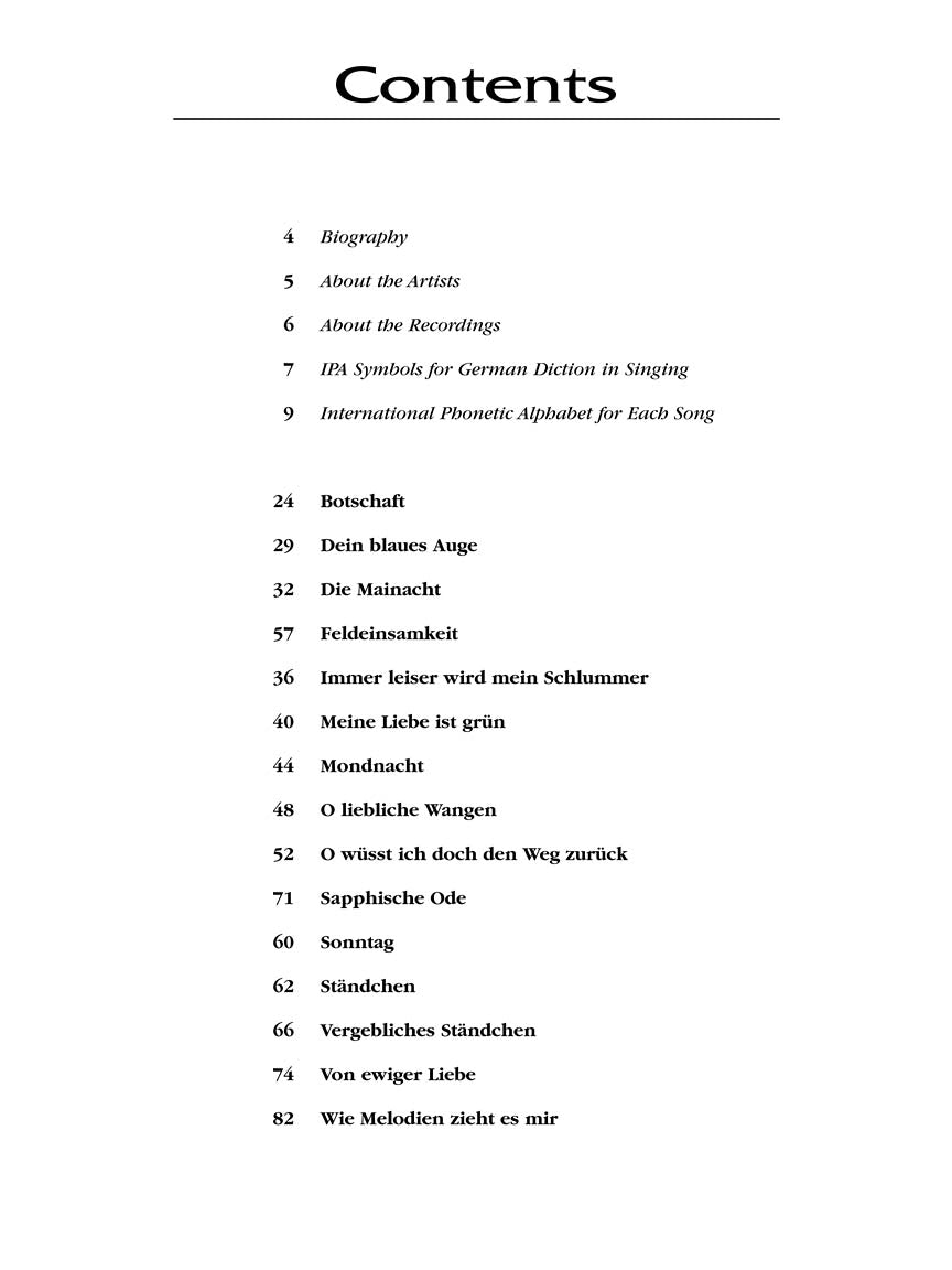 Brahms: 15 Selected Songs High Voice