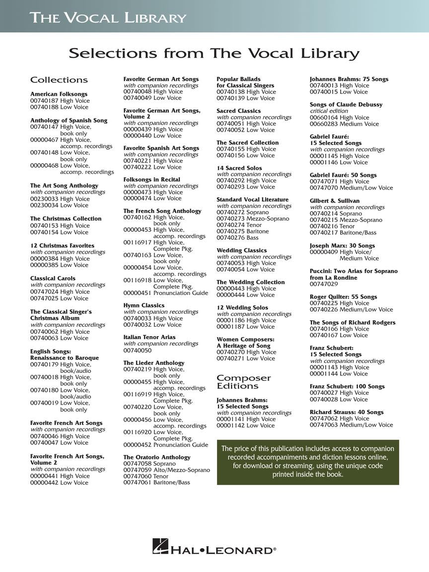 Brahms: 15 Selected Songs Low Voice