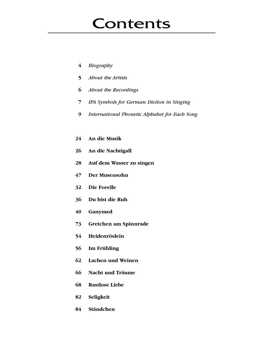 Schubert 15 Selected Songs Low Voice