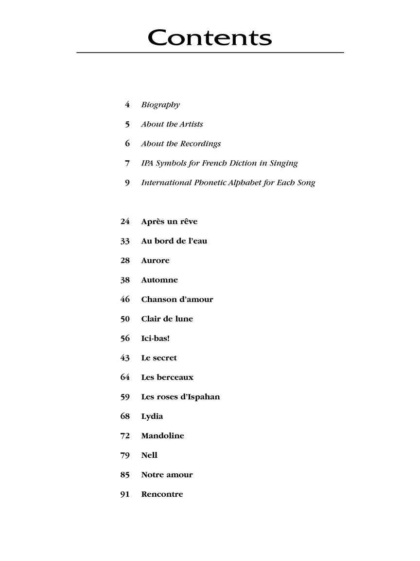 Fauré 15 Selected Songs High Voice