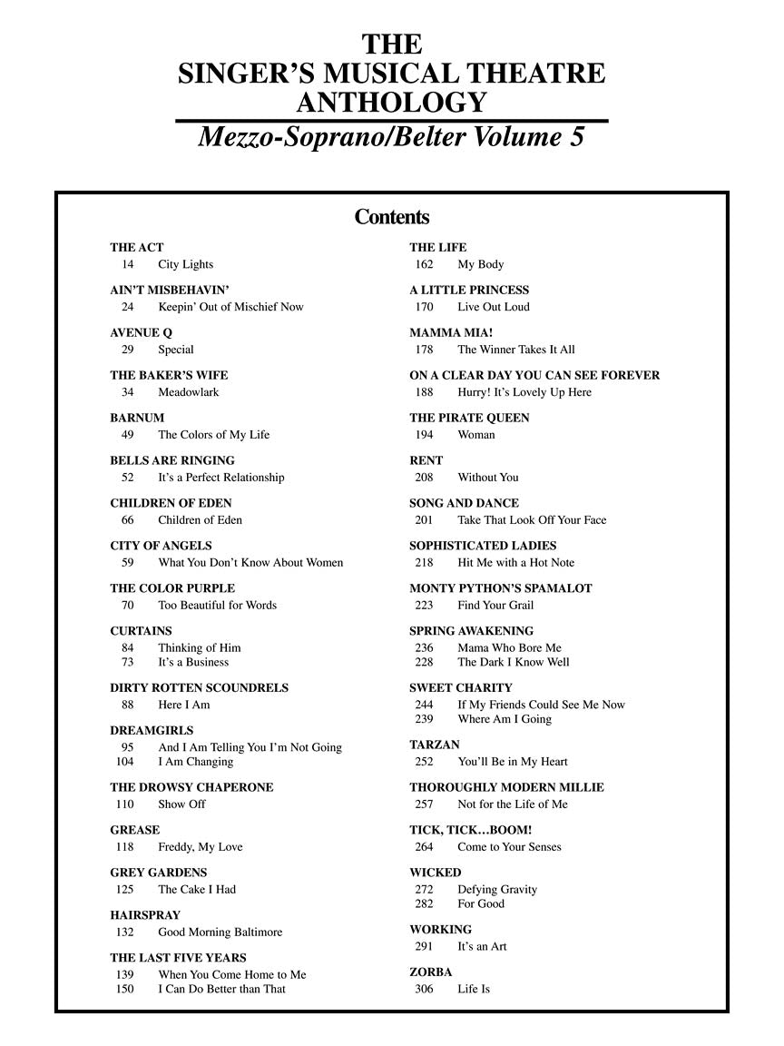 Singer's Musical Theatre Anthology Mezzo-Soprano/Belter Volume 5