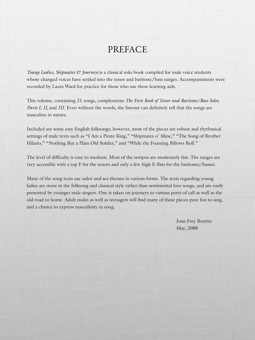 Young Ladies, Shipmates and Journeys - Tenor Book